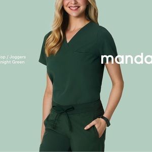 Mandala One-Pocket Scrub Top (XL, Midnight Green)